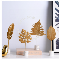 【Ready Stock】COD European-style Creative Metal Crafts Living Room Model Room Home Decorations Marble Base Golden Leaf