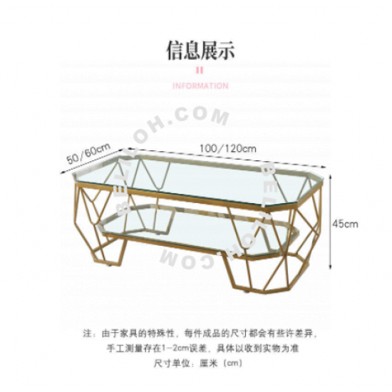 【Ready Stock】Nordic Design Tempered Glass Texture Scandinavian Modern Steel Structure Rectangle Coffee Table For Living Room Meja Kopi