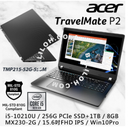 5Cgo ACER TravelMate P2 TMP215-52G-558M i5-10210U/MX230/8GB/256G+1TB laptop Taiwan笔记本电脑